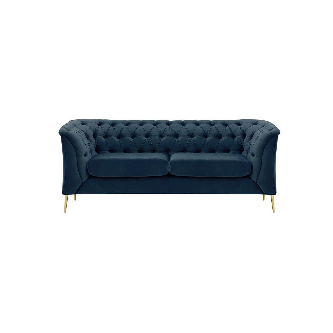 ZWEISITZER-SOFA Chesterfield Modern-Velluto 11 - Dunkelblau, Holz/Textil (183/74/80cm)