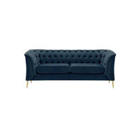 ZWEISITZER-SOFA Chesterfield Modern-Velluto 11 - Dunkelblau, Holz/Textil (183/74/80cm)