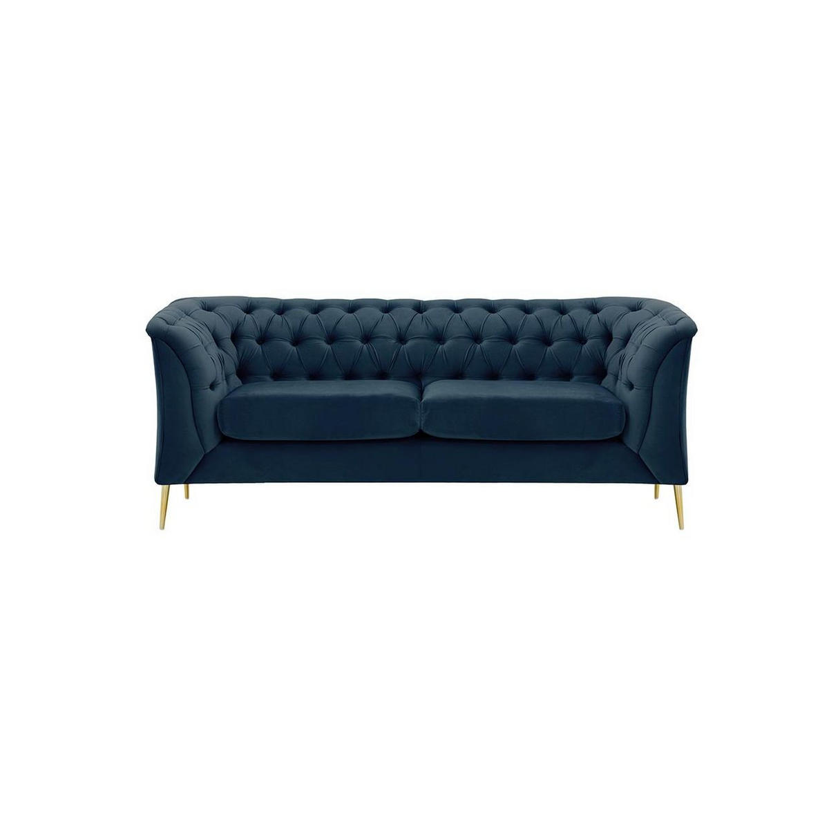 ZWEISITZER-SOFA Chesterfield Modern-Velluto 11 - Dunkelblau, Holz/Textil (183/74/80cm)