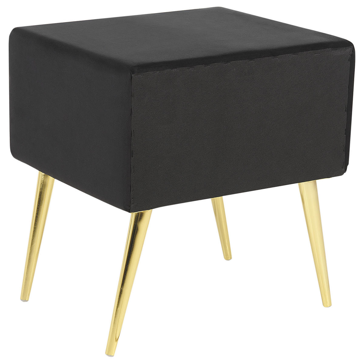 NACHTTISCH Samtstoff schwarz/gold 1 Schublade 38/46/49 cm Flayat - Goldfarben/Schwarz, Textil (46/49/38cm) - Beliani