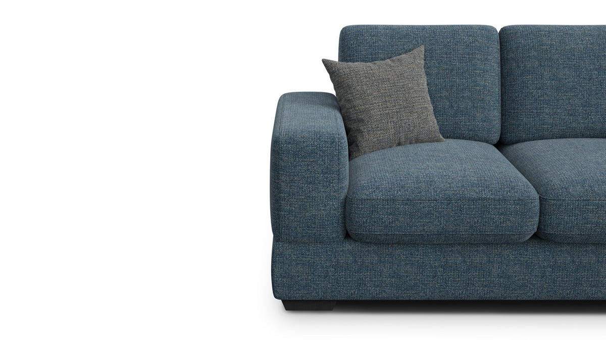 SOFA OTTO 2-Sitzer, marineblau - Blau/Schwarz, Holz/Textil (171/89/98cm) - Courtois Laville