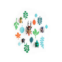 WANDDEKO Leuchtendes Käfer-Set 14/7 cm - Multicolor/Grün, Wellpappe (14/7/34cm) - KUNSTLOFT