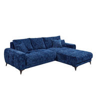 ECKSOFA beidseitig montierbar, Schlaffunktion mit Bettkasten - Schwarz/Dunkelblau, Textil/Metall (281/189cm) - ed exciting design