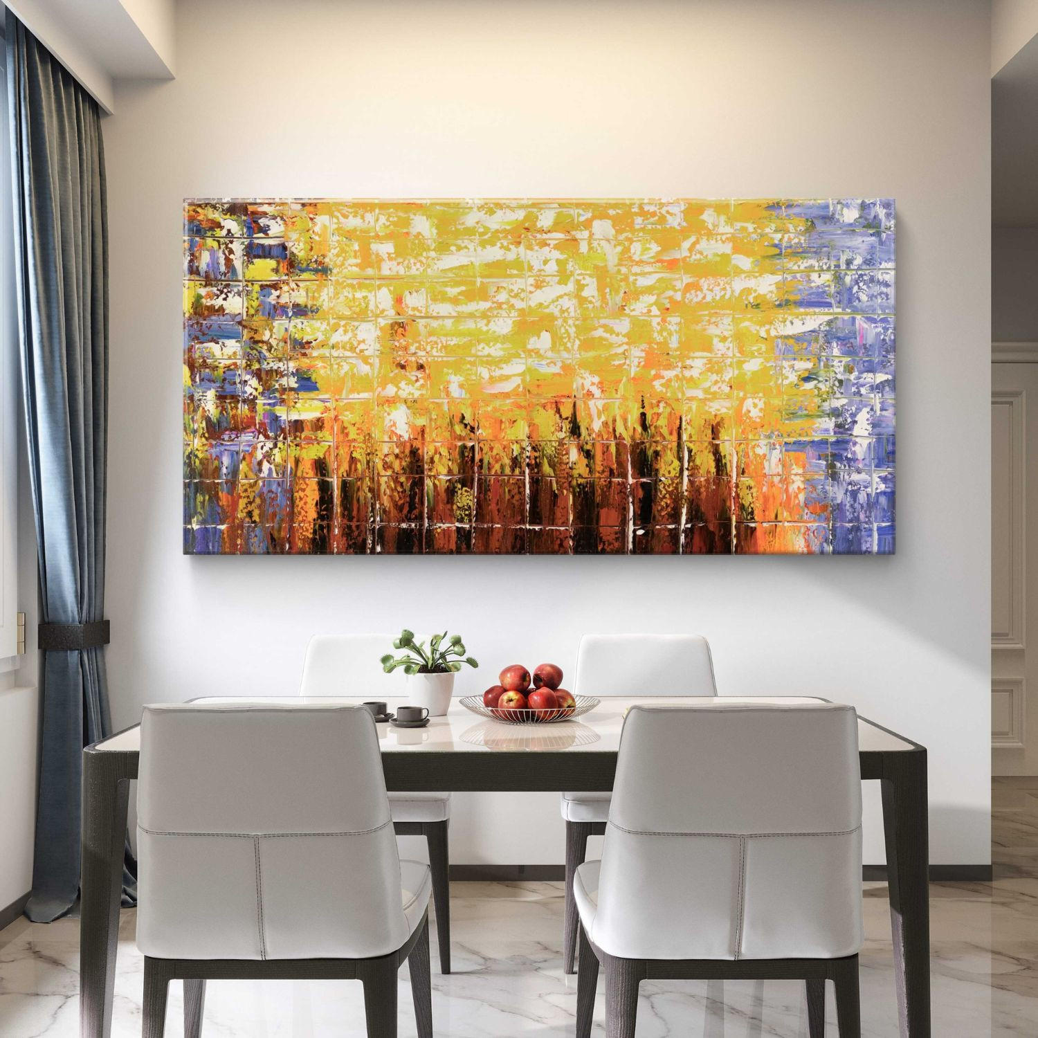 ÖLGEMÄLDE XXL Gelb 200/100 cm - Gelb/Weiß, Holz/Textil (6.68/100cm) - KUNSTLOFT