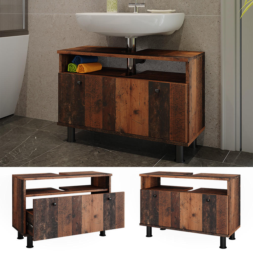 WASCHBECKENUNTERSCHRANK Fynn Oldstyle 80.2 x 54 cm mit Schublade - Braun, Holzwerkstoff (80.2/54/32cm) - Vicco