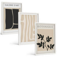 BILDER SET 3er Set - 40x60 cm Weißer Rahmen - Abstrakte Pflanzenformen - Weiß, Kunststoff (40/60cm) - TULUP