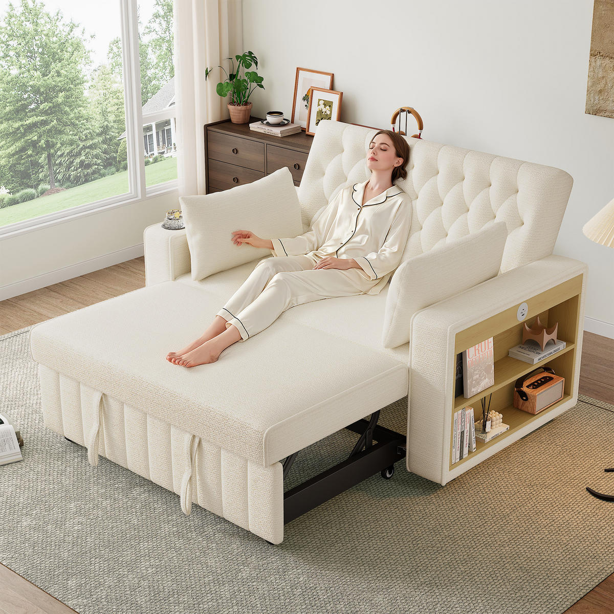 SCHLAFSOFA 140x137x84 cm aus Chenille 2-Sitzer, beige - Beige, Textil (137/84/140cm) - Luhomfu