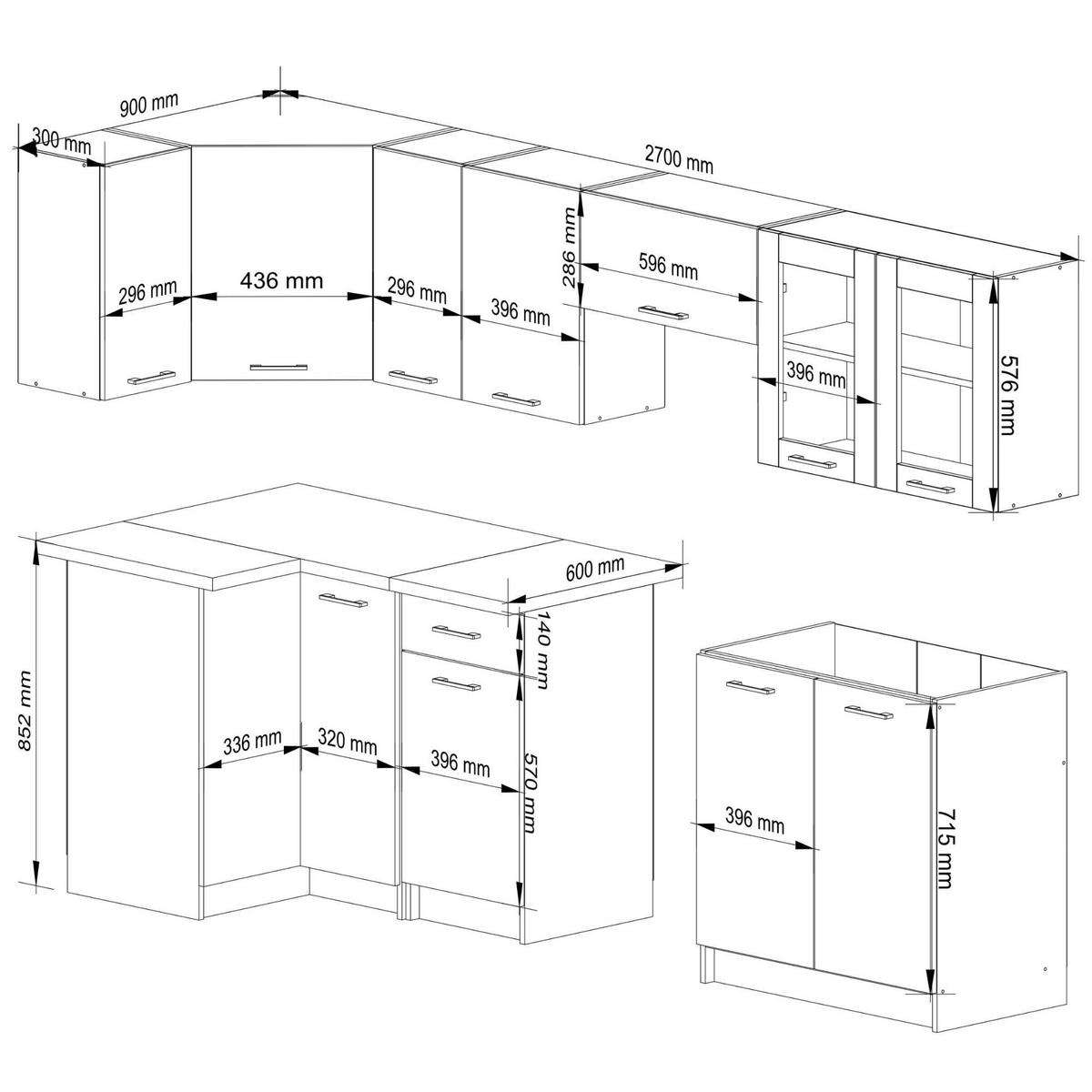 KUCHYŇSKÝ BLOK Bílý 203/300/46 - bílá, kompozitní dřevo (300/203/46cm) - RAUMHIRSCH FURNITURE