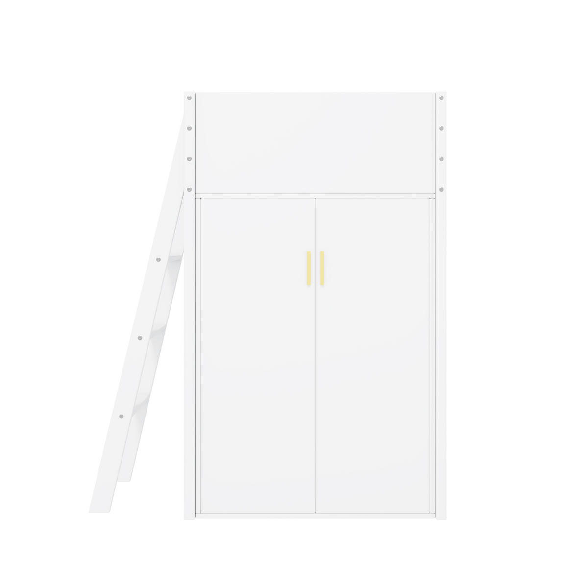 HOCHBETT 90/200 cm Weiß aus Massivholz mit Schreibtisch und Kleiderschrank ohne Matratze - Weiß, Holzwerkstoff (90/200cm) - OKWISH