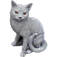 STEINFIGUR sitzende Katze Steinguss frostfest massiv - Grau, Stein (21/32/16cm) - stoneandstyle