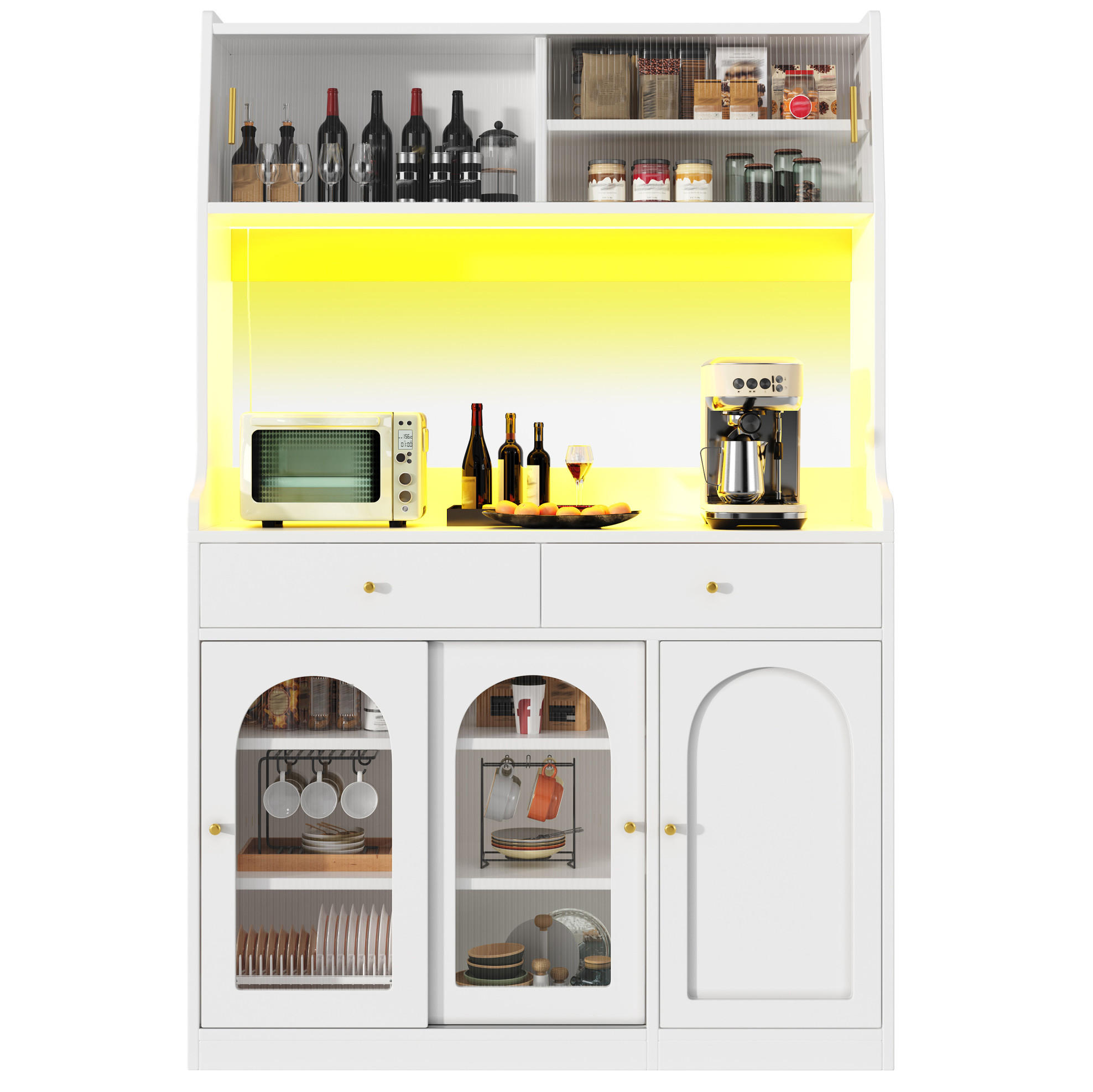 ANRICHTE 120/180/40 cm Weiß aus MDF und Holzwerkstoff mit LED-Beleuchtung - Weiß, Holzwerkstoff (40/180/120cm) - OKMYHOME