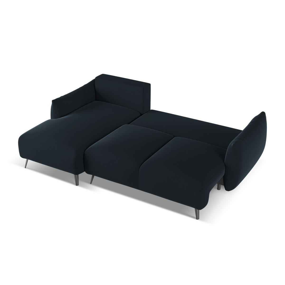 ECKSOFA mit Schlaffunktion Samt Stoff Blau - Blau/Schwarz, Textil/Metall (162/242cm) - LaMiaSofa