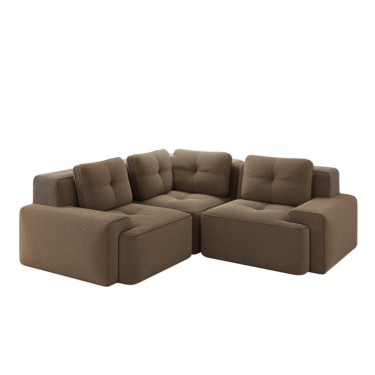 ECKSOFA 208/177/69 cm braun aus Cord mit modularem Design und rutschfestem Standfuß - Braun, Textil (104/177cm) - OKWISH