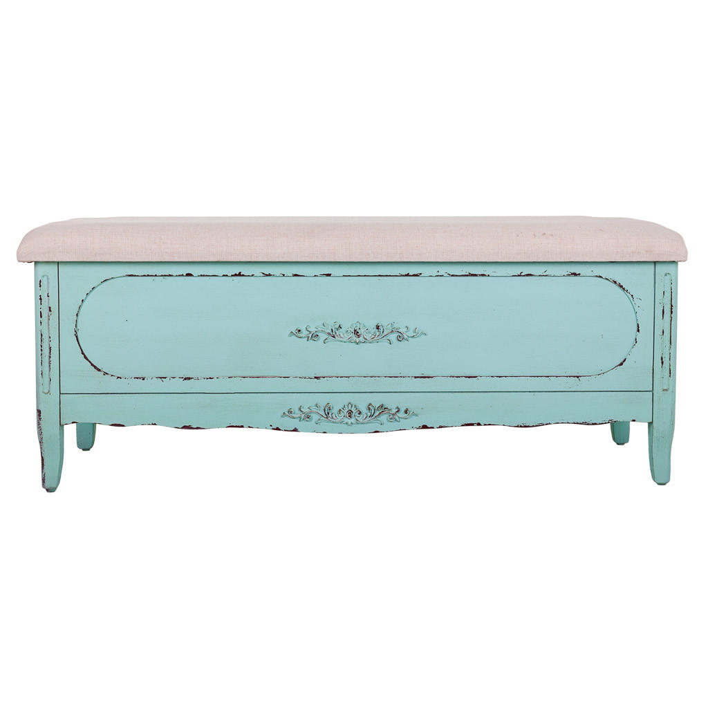 POLSTERBANK aus Holz 120x43x48 blauem - Blau, Holzwerkstoff (120/48/43cm) - Wanderlust