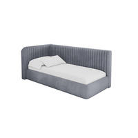 EINZELLBETT Jugendbett mit Bettkasten und Matratze H3/H4, Rechts - AURY 80x200 Grau - Blaugrau, Holzwerkstoff/Textil (80/200cm) - ALTDECOR