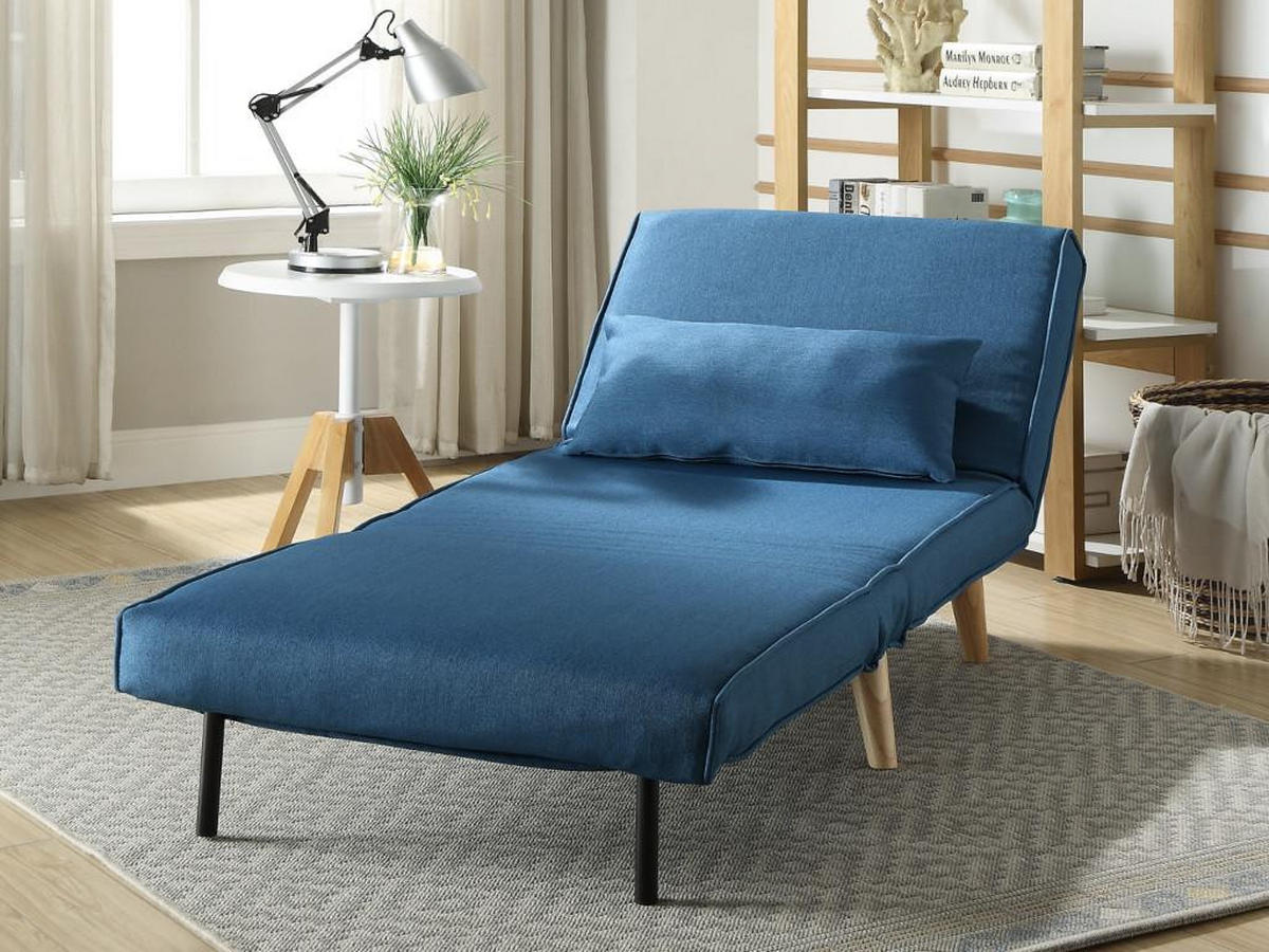 FUTONSESSEL - Stoff - Blau - POSIO - Blau, Textil (78/75/74cm) - Vente-Unique