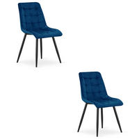 STUHL Samt Dunkelblau 49x60 cm SPLIT Ergonomisch 2 Stück - Schwarz, Metall (49/59/60cm)