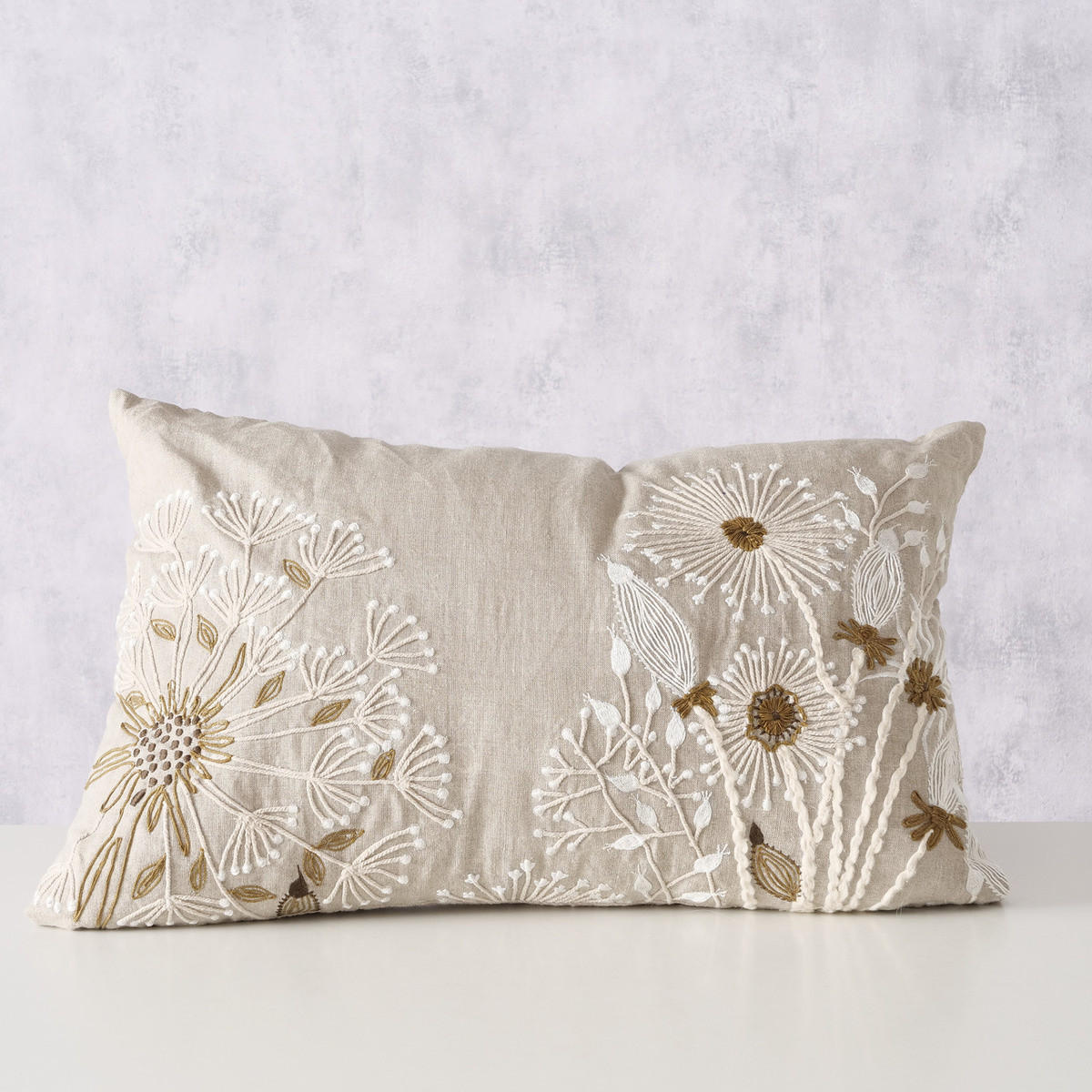 DEKOKISSEN Blumenmuster Finna 60/39/16 cm - Beige, Textil (39/60cm) - Boltze Home