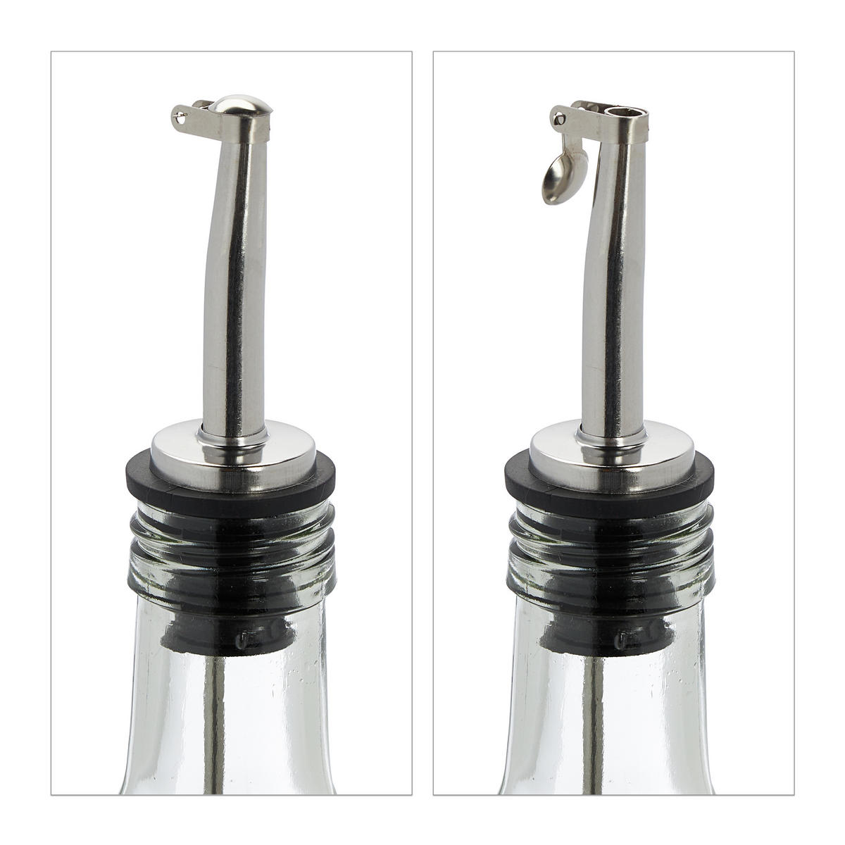 4xESSIG-ÖLSPENDER - Transparent, Glas/Kunststoff (5.5/33/5.5cm) - Relaxdays