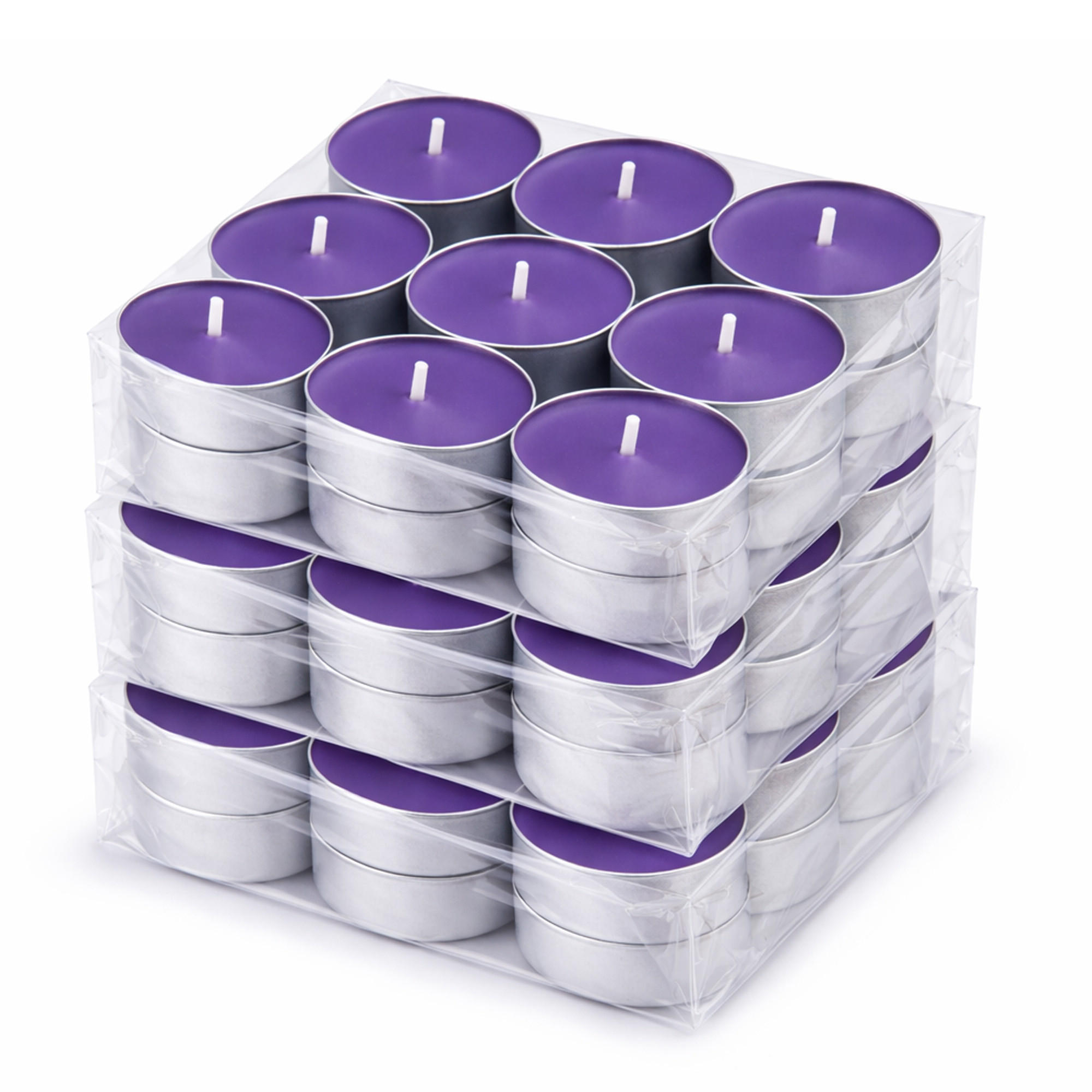 TEELICHT mit Duft - Lavendel - 54er Pack - Lila, Naturmaterialien (4/1.5/4cm) - HS Candle