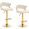 BARHOCKER 2er Set, mit geflochtener Rückenlehne, Samt, Creme - Goldfarben/Creme, Textil/Metall (48/83/46.5cm) - Woltu