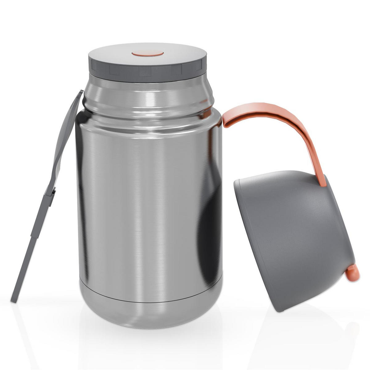 THERMOBEHÄLTER 650ml Auslaufsicher - Grau, Metall (0.65L) - Intirilife