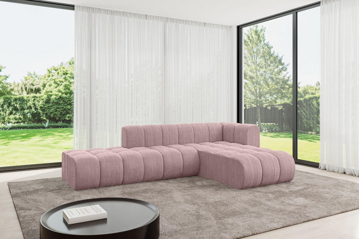 ECKSOFA modulares Sofa Zuvon-L1 - 296x177x70 cm Rosa - Rosa, Holzwerkstoff/Textil (296/177cm) - ALTDECOR