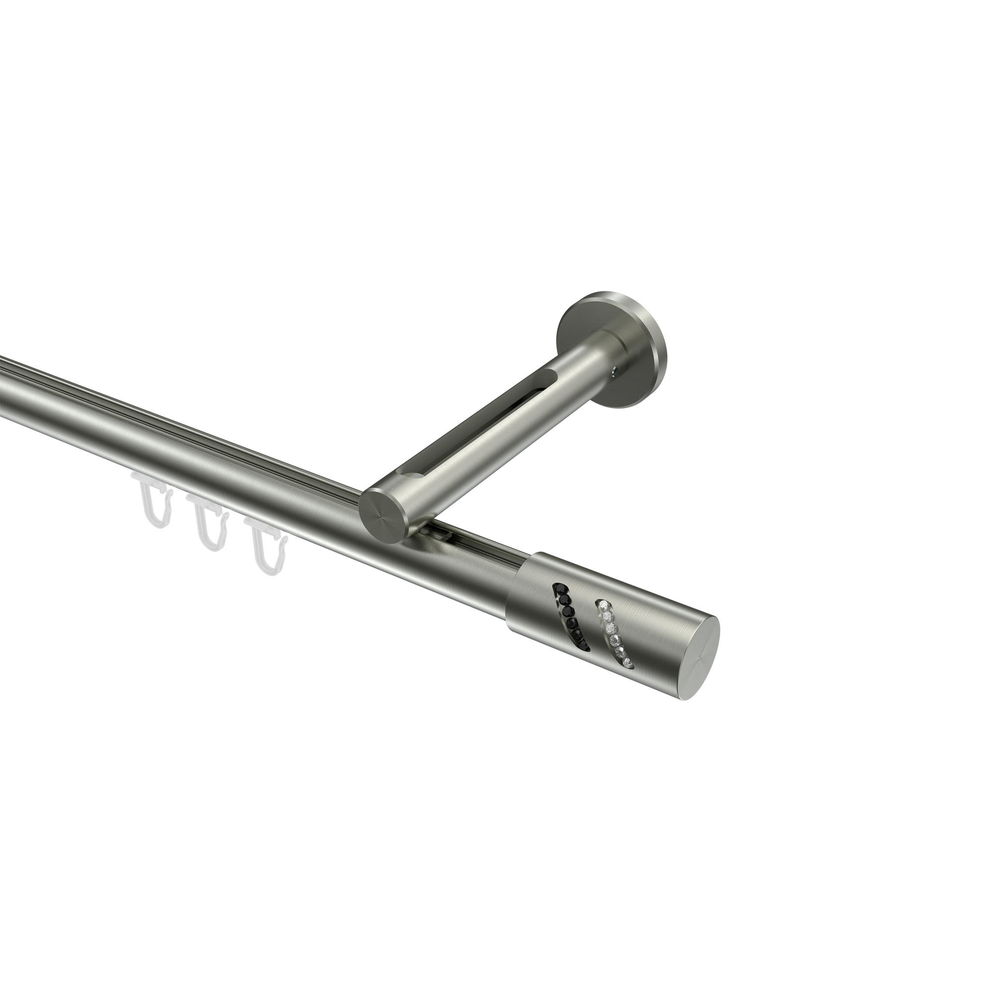 INNENLAUF-GARDINENSTANGEN-SET Siteno Zoena 360 cm (geteilt in 2 x 180 cm), 1-läufig, 20 mm Ø Edelstahl-Optik - Edelstahlfarben, Metall (360cm) - INTERDECO