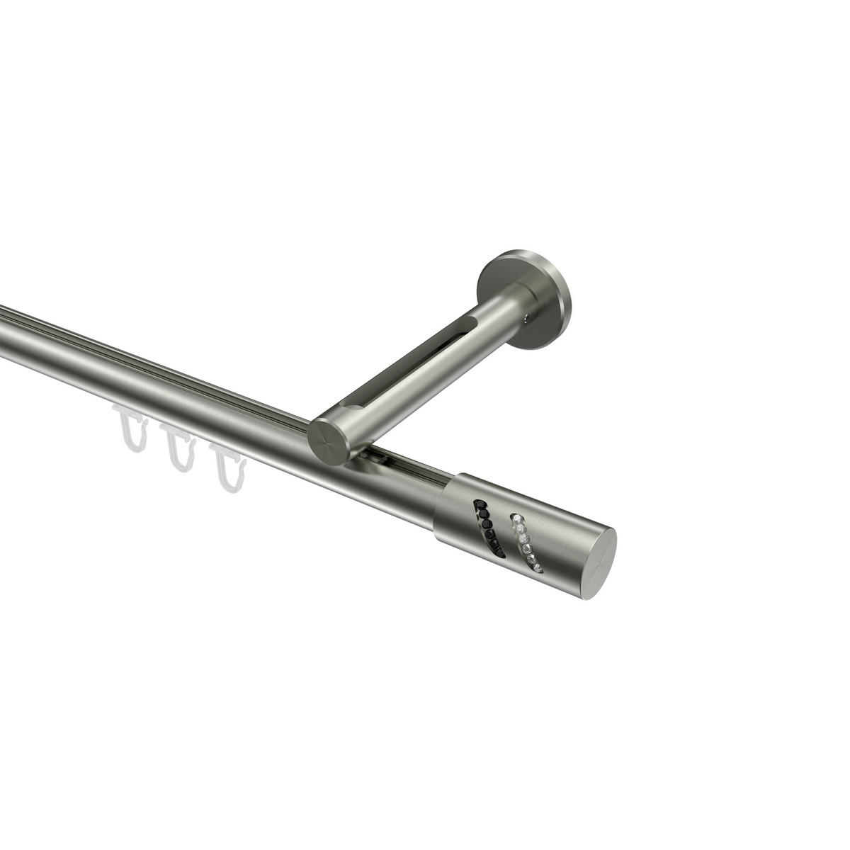 INNENLAUF-GARDINENSTANGEN-SET Siteno Zoena 420 cm (geteilt in 3 x 140 cm), 1-läufig, 20 mm Ø Edelstahl-Optik - Edelstahlfarben, Metall (420cm) - INTERDECO
