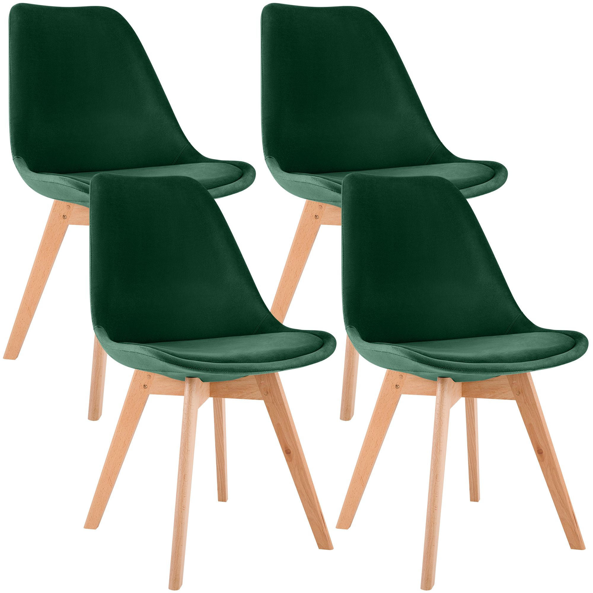STUHL 4 Samt Grün - Eukalyptusholzfarben/Grün, Holz/Textil (49/83/50cm) - CLP