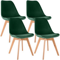 STUHL 4 Samt Grün - Eukalyptusholzfarben/Grün, Holz/Textil (49/83/50cm) - CLP