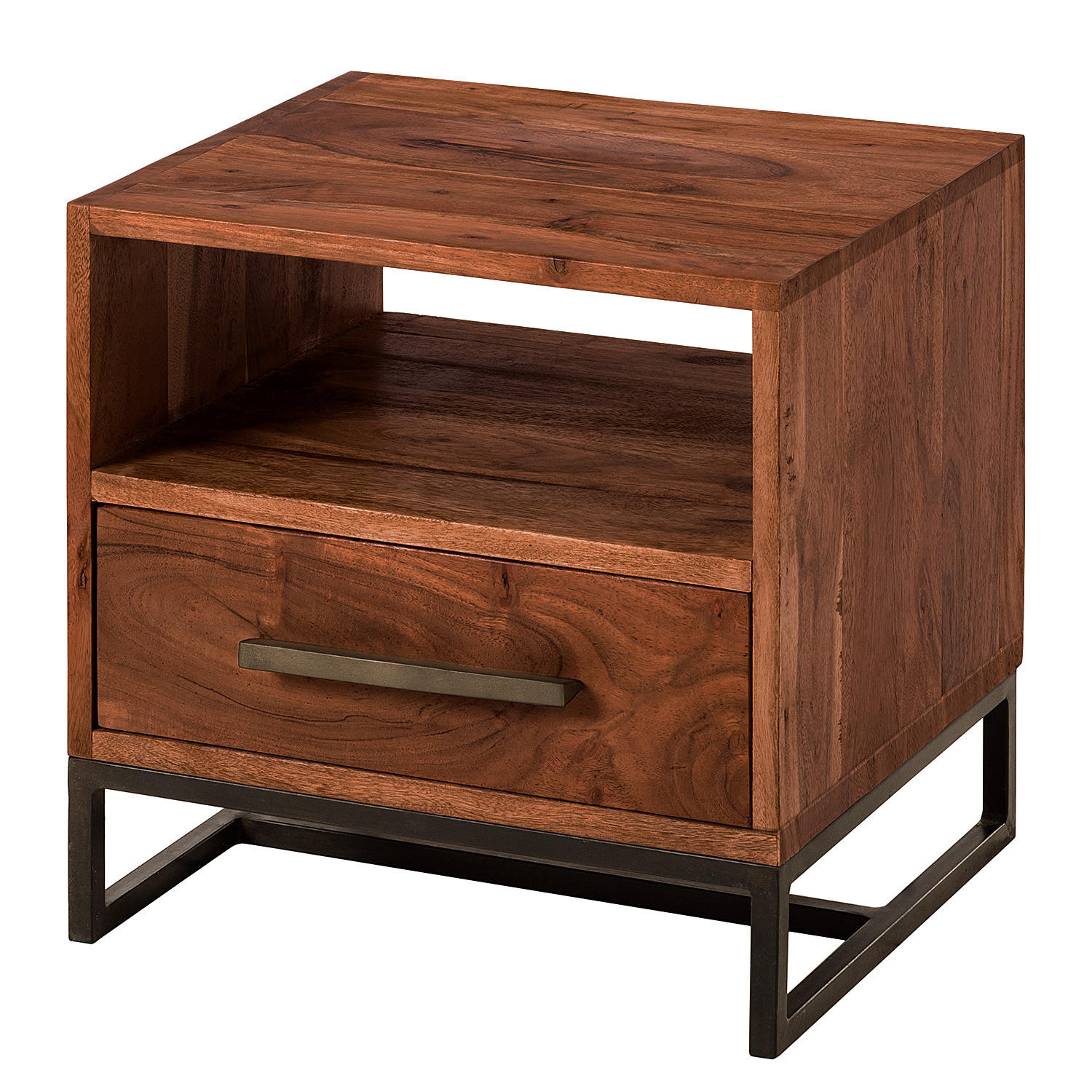 NACHTTISCH - Akazie massiv - Akaziefarben, Holz (40/40/35cm) - home24