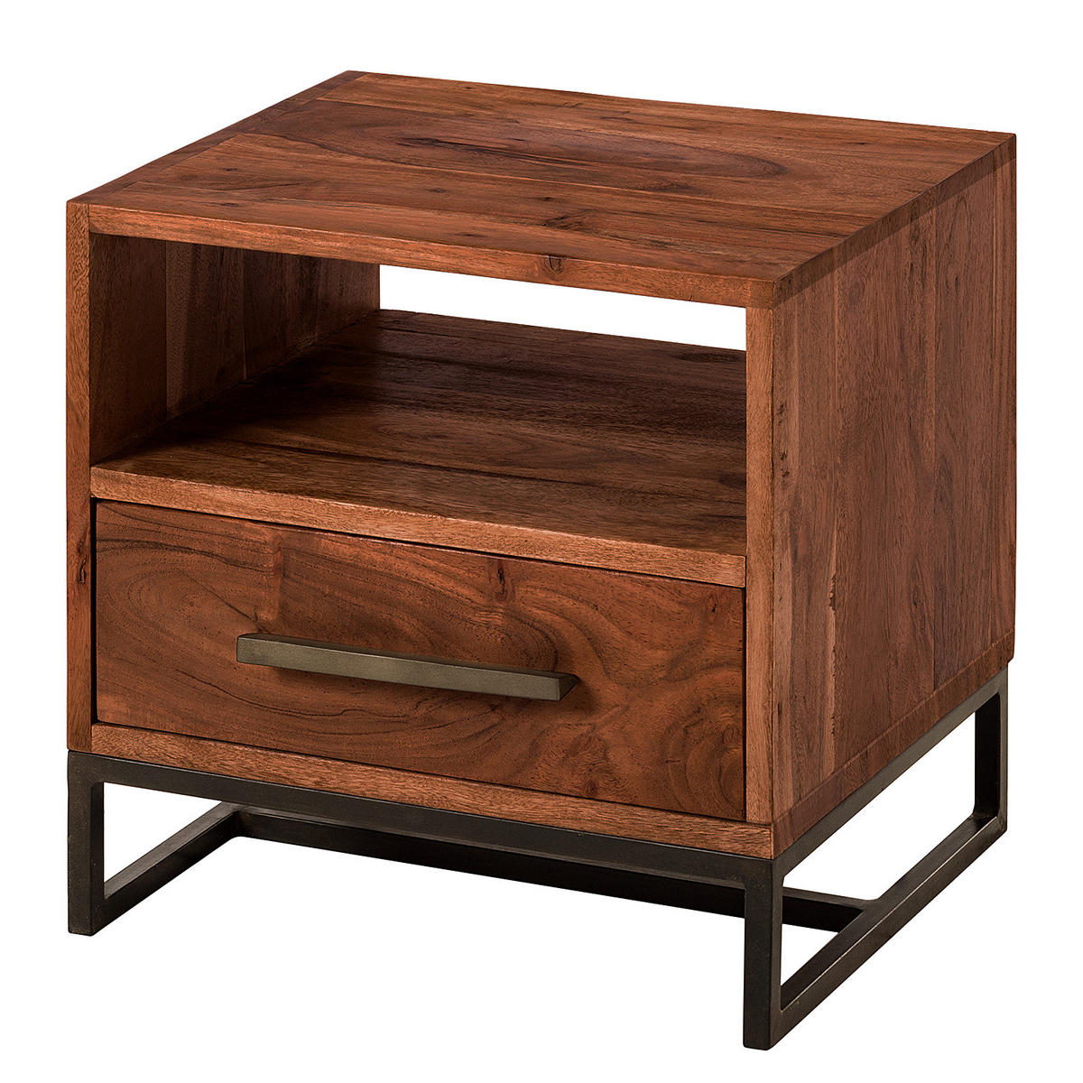 NACHTTISCH - Akazie massiv - Akaziefarben, Holz (40/40/35cm) - home24