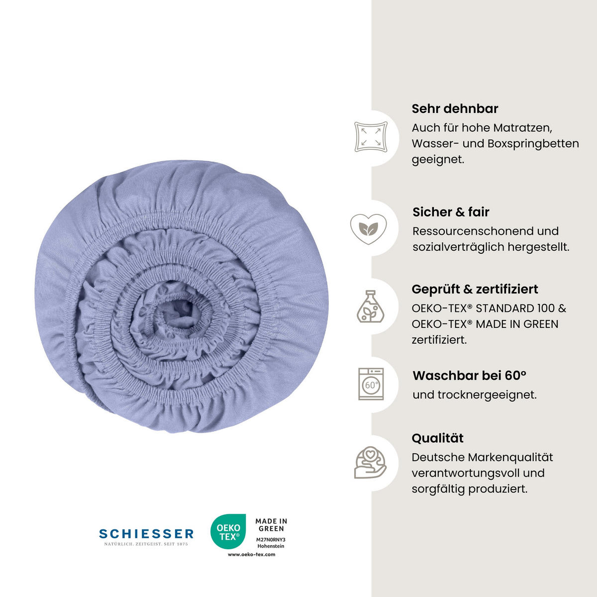 SPANNBETTLAKEN Elli - 97/3 - 100 x 200 cm - Lavendel - Violett, Textil (100/200cm) - SCHIESSER