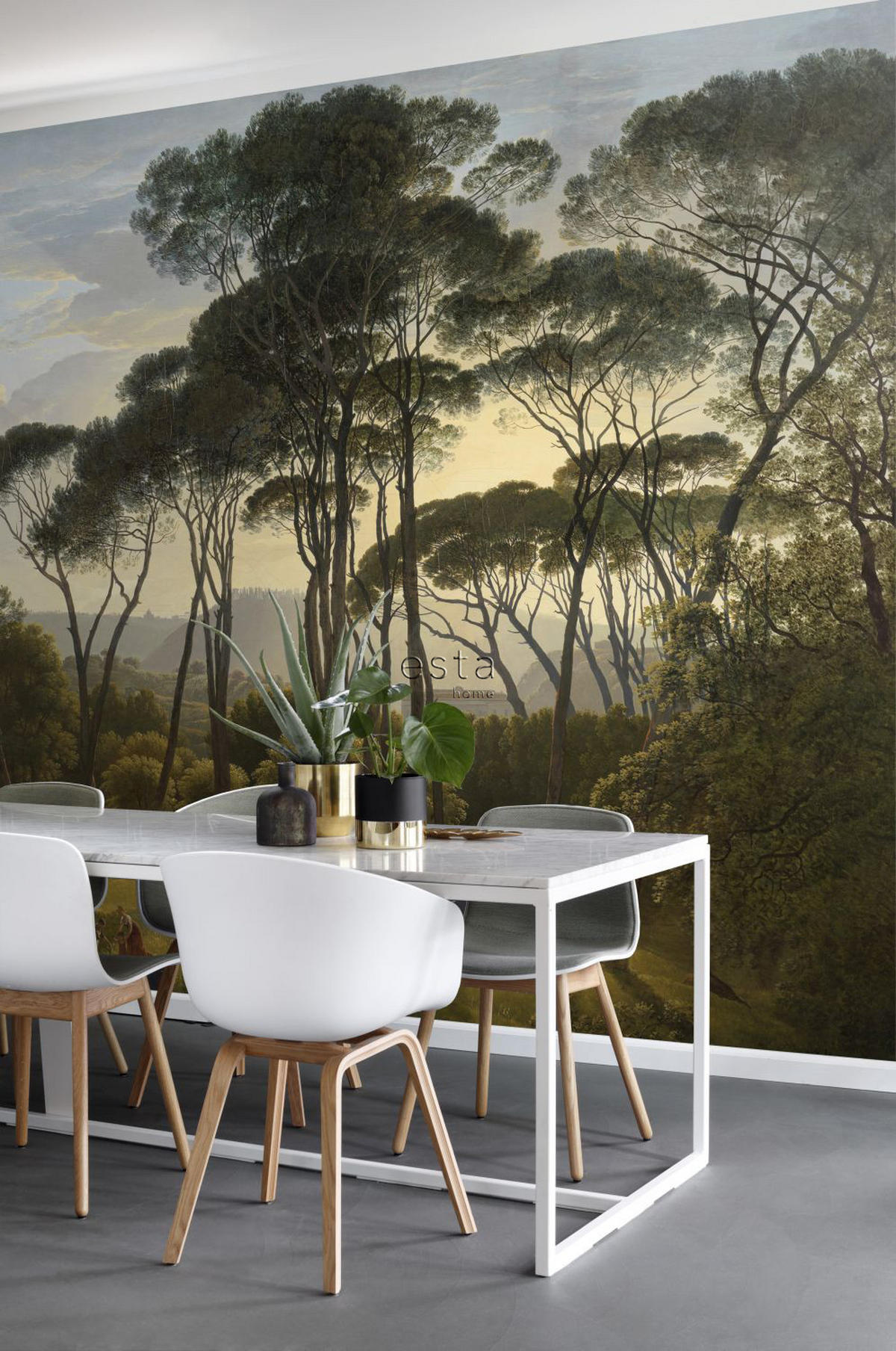 FOTOTAPETE italienische Landschaft 372 x 279 cm - Grün, Papier (372/279cm) - ESTAhome