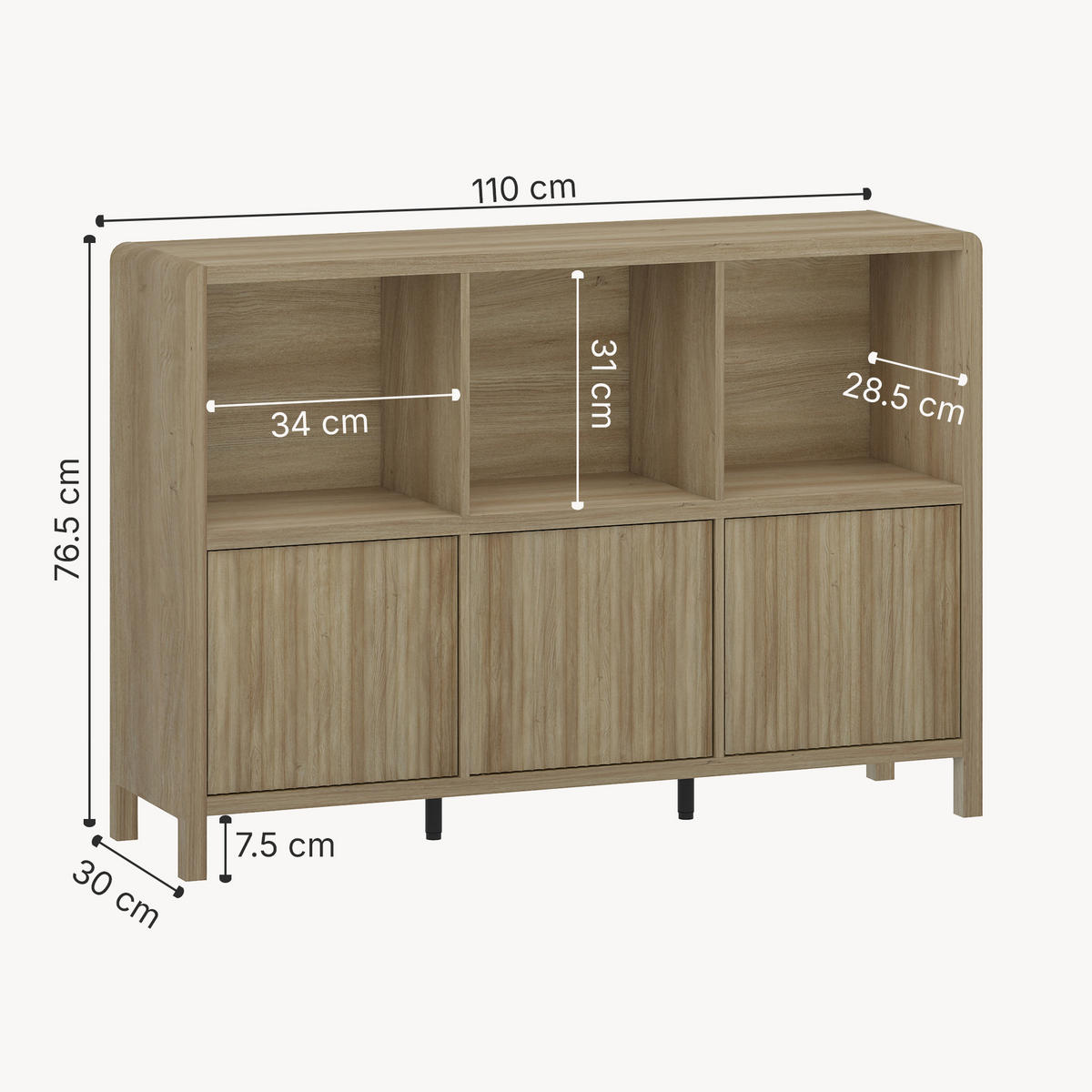 KOMODA Lukkodso - divoký dub, kompozitní dřevo (110/76.5/30cm) - [en.casa]
