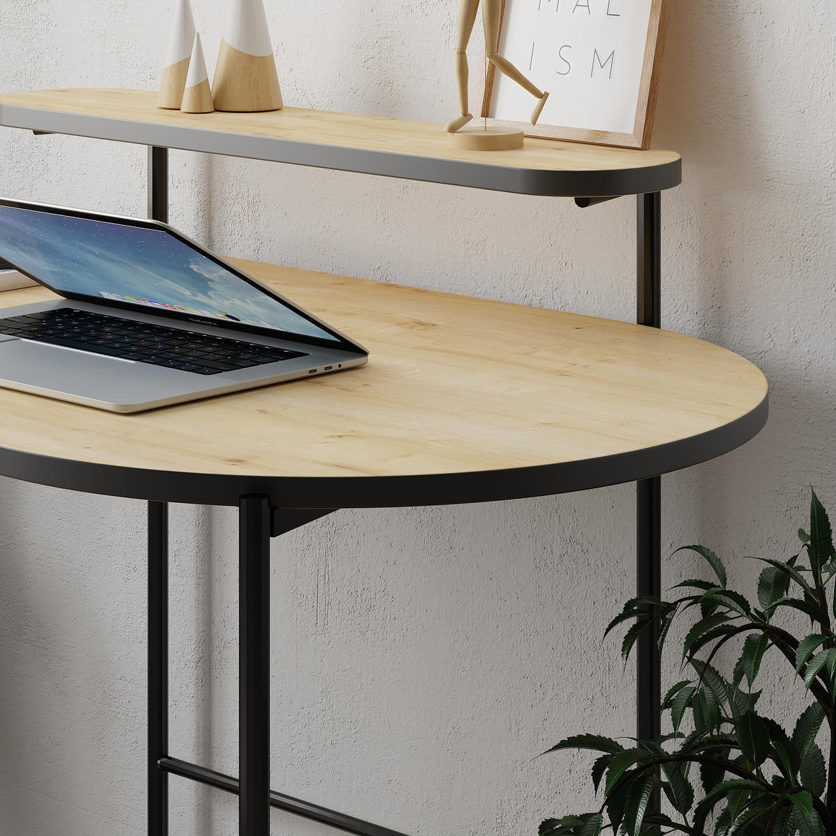 SCHREIBTISCH Loub Eiche 100/54/87 cm - Eichefarben/Schwarz, Holzwerkstoff/Metall (54/100/87cm) - Decortie