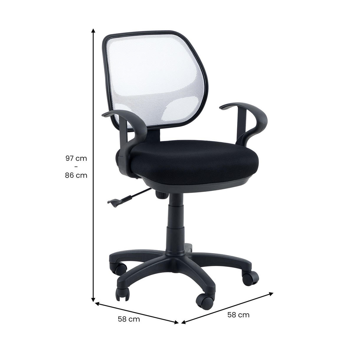 KINDERDREHSTUHL COOL SCHWARZ/WEISS - Schwarz/Weiß, Textil (58/97/58cm) - IDIMEX