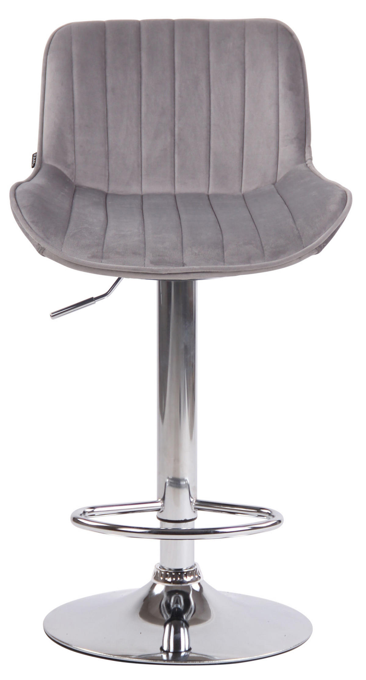 BARHOCKER Samt grau - Chromfarben/Grau, Textil/Metall (50/86/50cm) - CLP