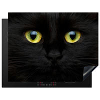 HERDABDECKPLATTE Katze - Augen - Gelb - Schwarz Induktionsmatte 77x59 cm - Schwarz, Kunststoff (77/59/0.2cm) - MuchoWow
