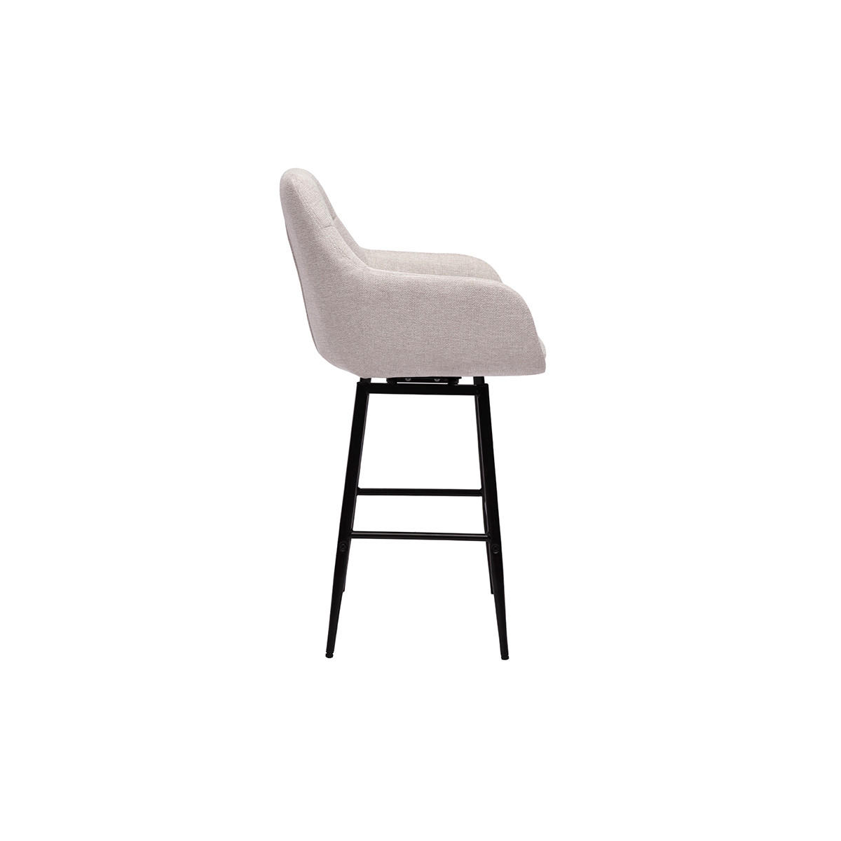 BARHOCKER drehbar 360° aus Stoff in Samtoptik beige und Metall H66 cm (2er-Set) ALESS - Beige, Textil (53.7/95.5/52.5cm) - Miliboo