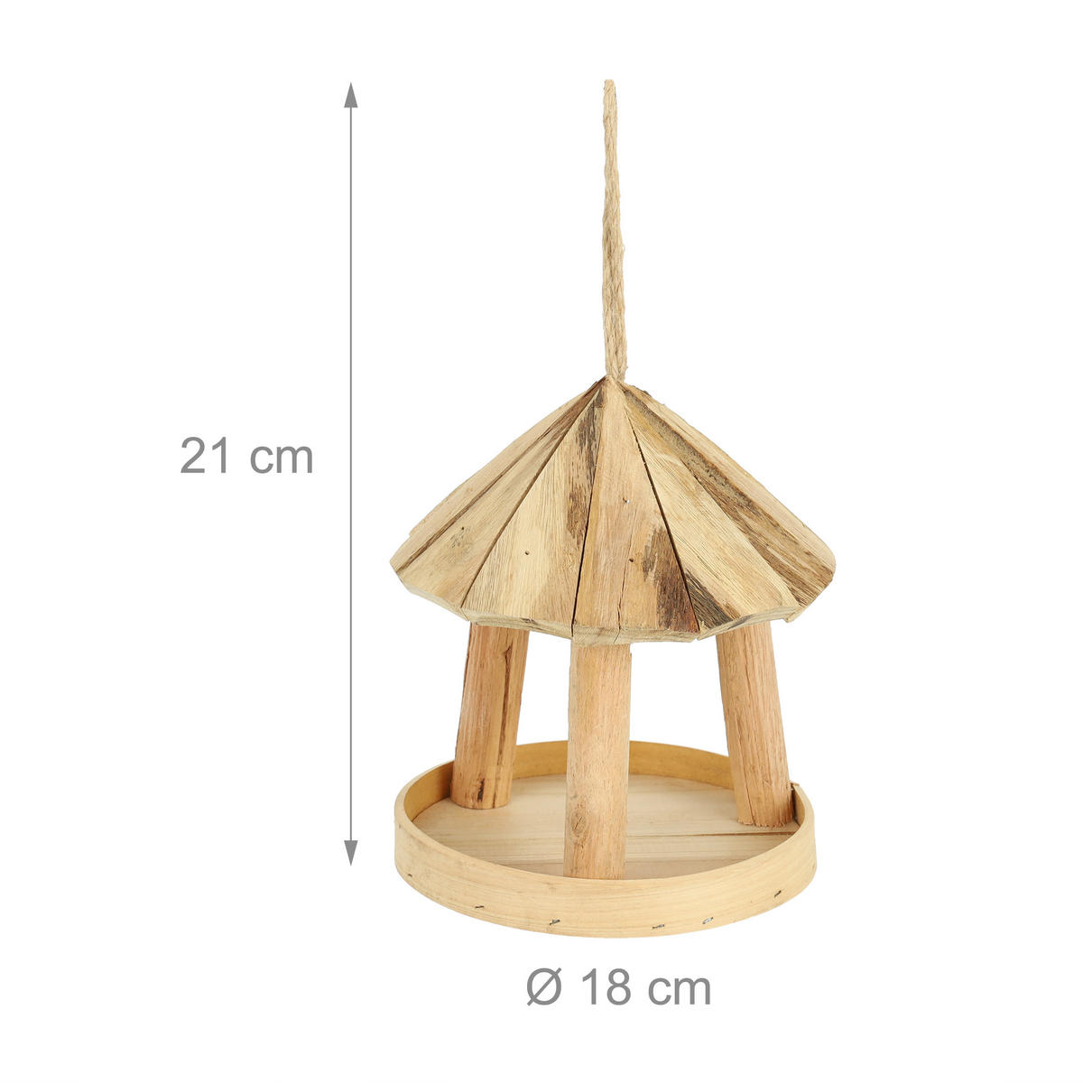 VOGELFUTTERHAUS - Hellbraun, Holz (18/21/18cm) - Relaxdays