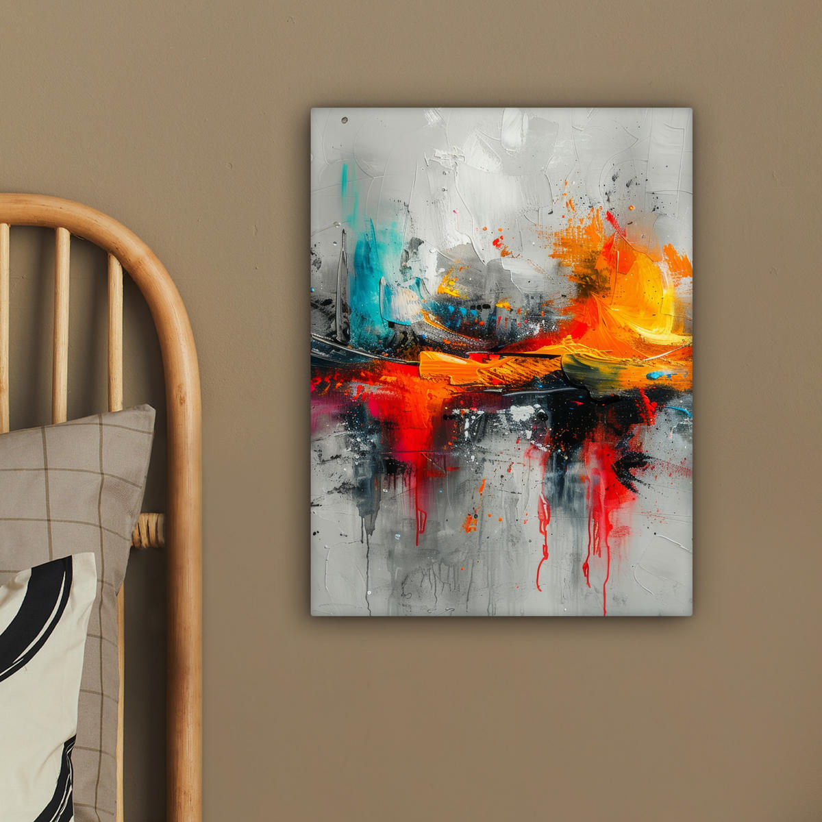 LEINWANDBILD Moderne Kunst - Orange - Grau - Abstrakt 30x40 cm - Hellgrau, Textil (30/40cm) - MuchoWow