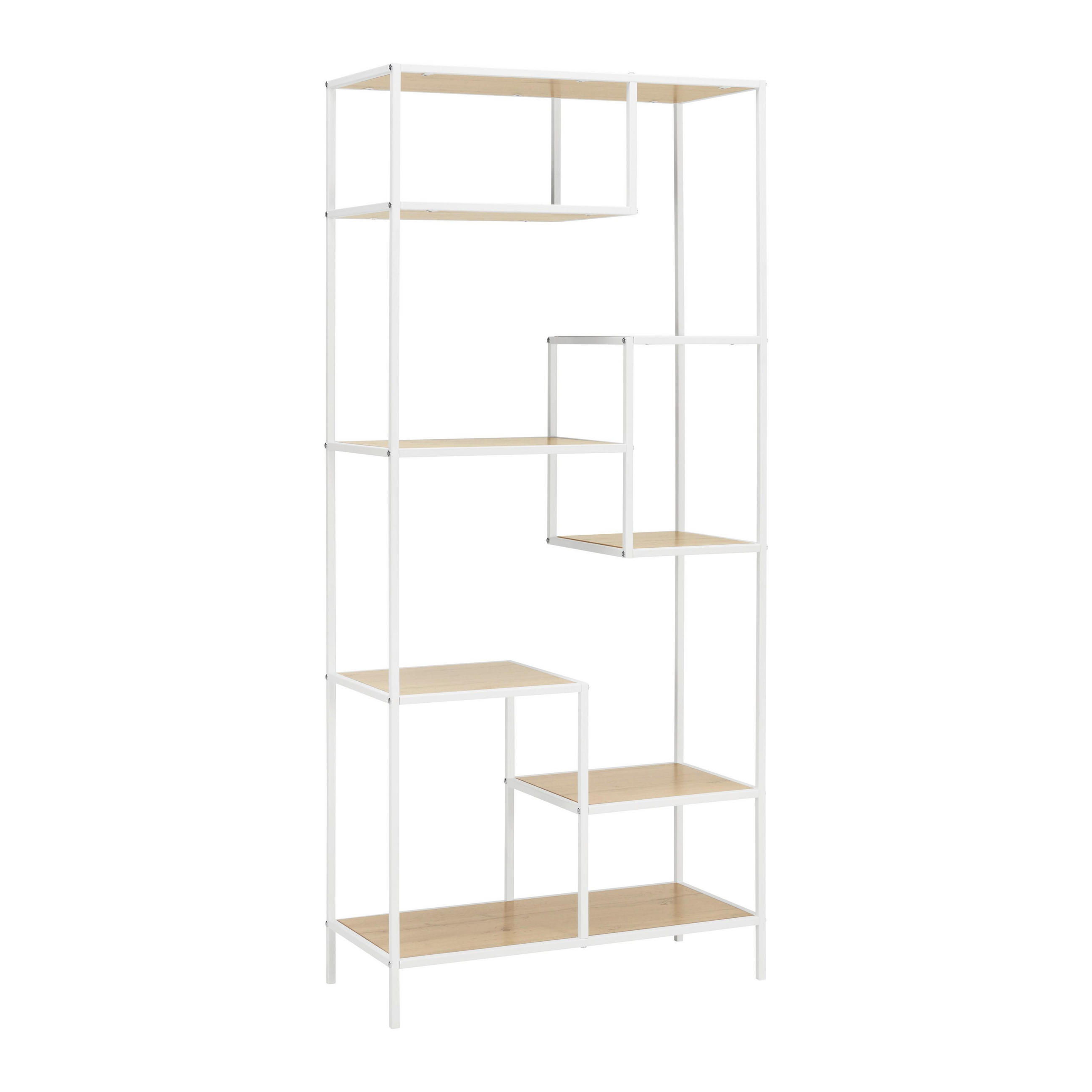 REGAL Fiona Kieferfarben/ Weiß MDF - Weiß, Metall (80/180/35cm)