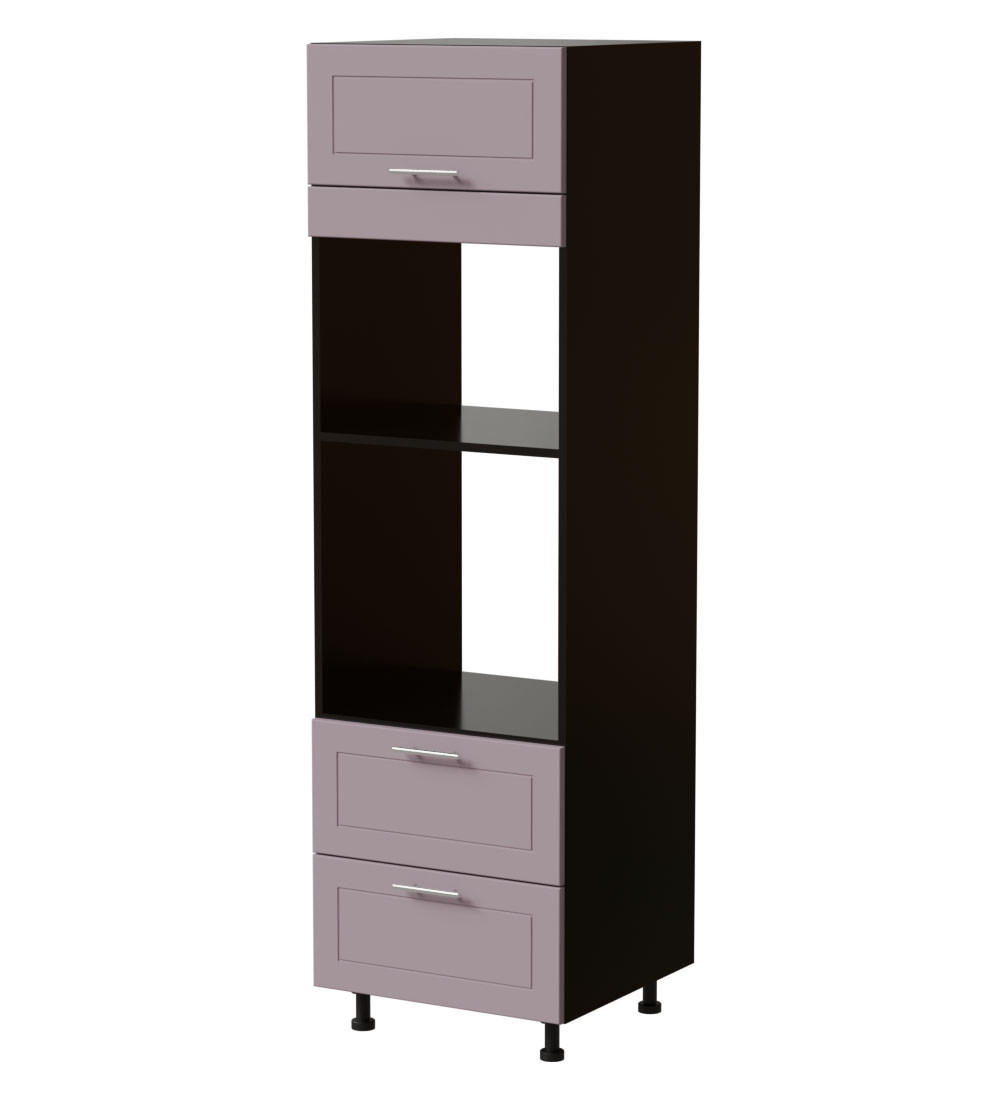 BACKOFENUMBAUSCHRANK Bari D14/RU/2 284 Schwarz / RAL 4009 pastellviolett 60 / 59 / 207cm REJS Vollauszug - Violett/Schwarz, Holz/Holzwerkstoff (60/207/59cm) - Feldmann-Wohnen