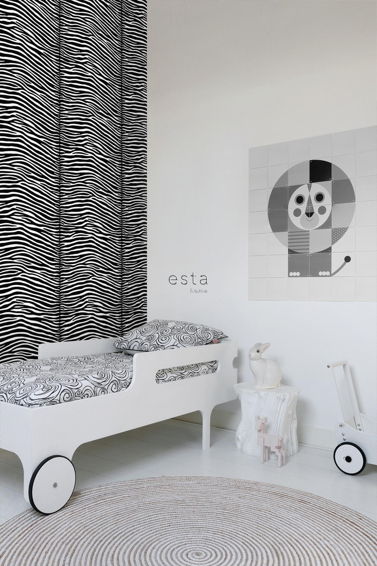 TAPETE Zebras 53 cm x 10.05 m - Schwarz, Papier (53/1000cm) - ESTAhome