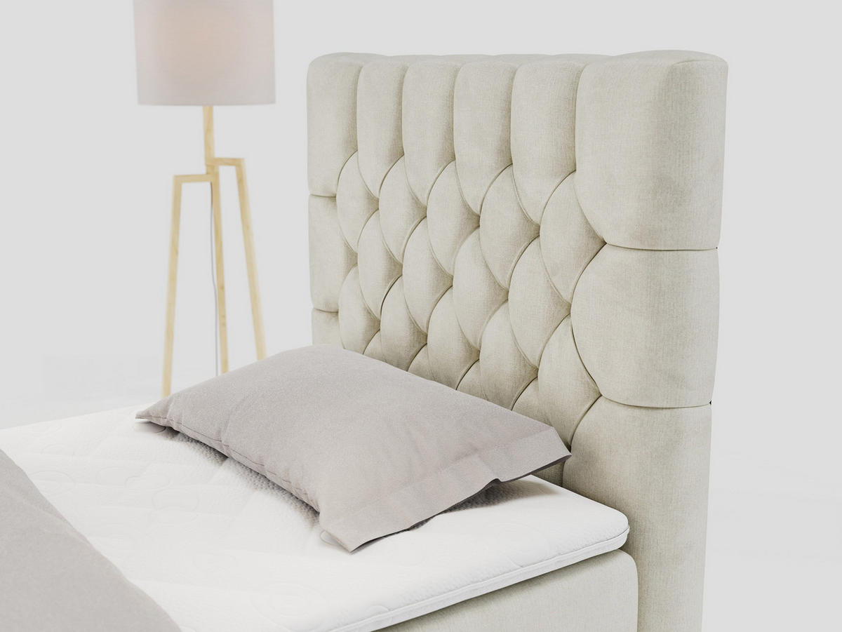 BOXBETT PERA 90/200 Beige Velvet - H3 - Rechts Seite - Beige, Holz/Textil (90/200cm) - MKS