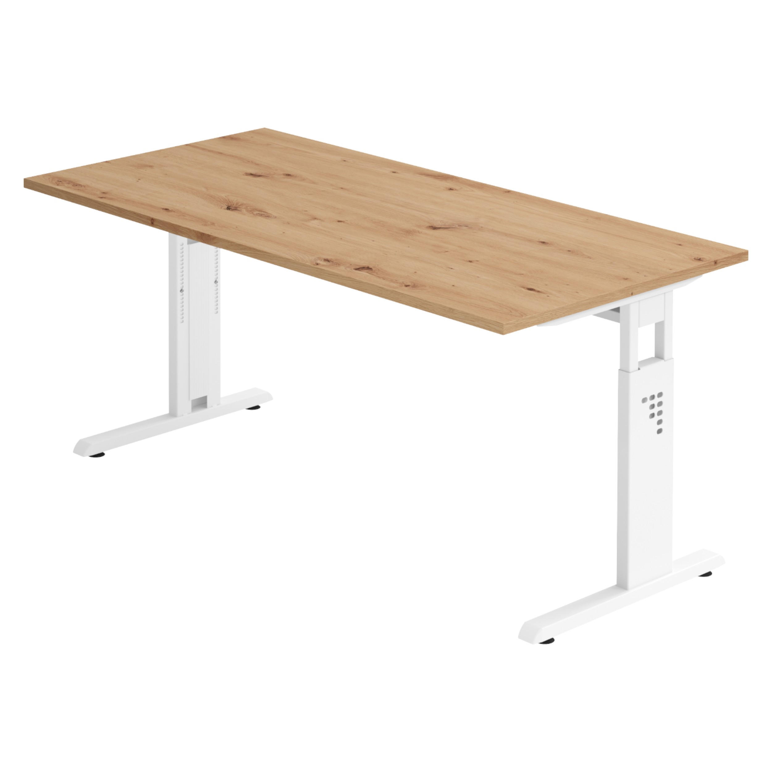 bümö Schreibtisch Wildeiche, Weiß 160x74x80 cm
