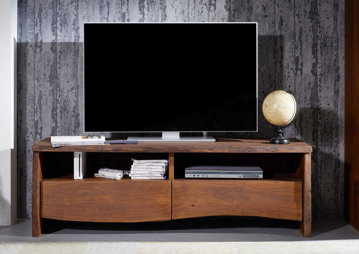 TV-BOARD Akazie 151x45x50 braun lackiert PURE ACACIA #208 - Braun, Holz (151/50/45cm) - Massivmoebel24