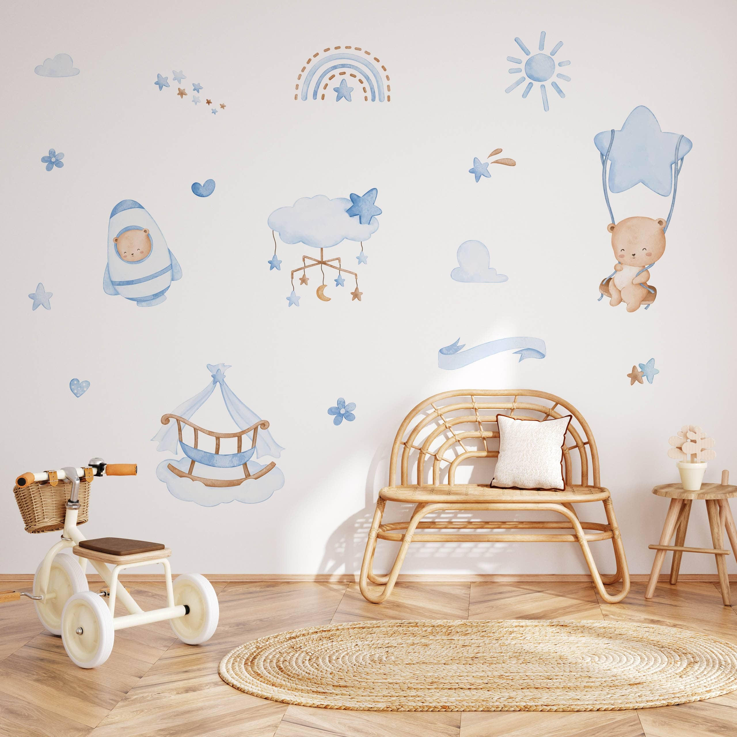 Muralo Wandsticker Braun, Blau, Beige 60x30x1 cm